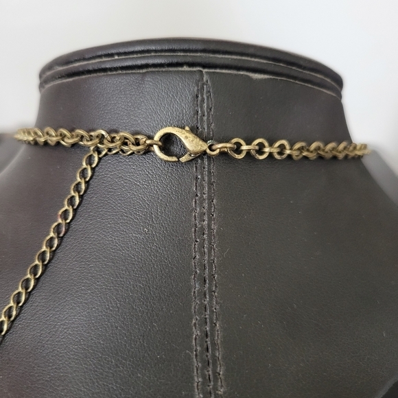 Gold Chain Charm Necklace Dangle Stones - Picture 4 of 5